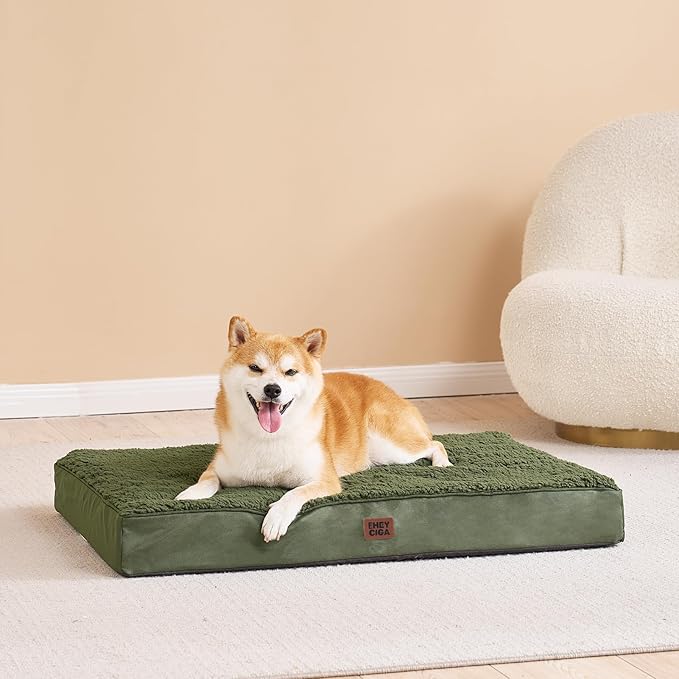EHEYCIGA Orthopedic XL Dog Beds for Extra Large Dogs with Removable Washable Cover for Crate, Dark Green, 41x27