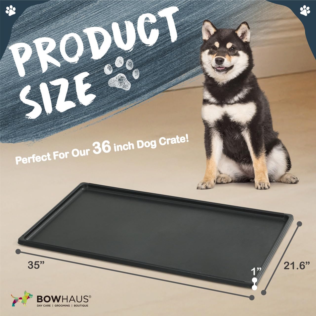 BOWHAUS 35-Inch Dog Crate Pan Replacement, Sturdy, Waterproof Plastic Tray for 36-Inch Pet, Rabbit Ferret Critter Kennels, Versatile Pan and Easy to Clean