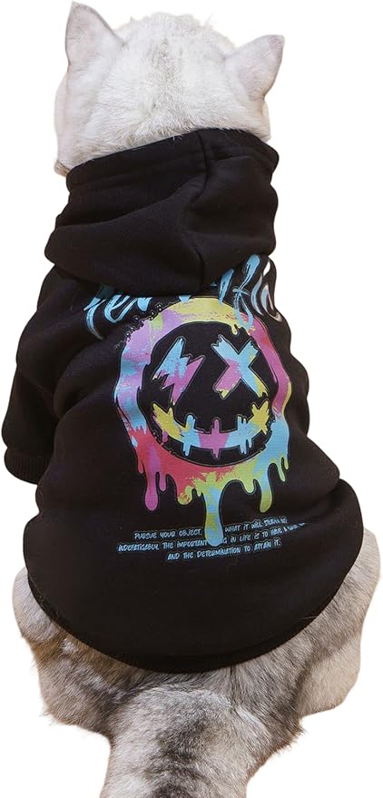 QWEEE Stylish Dog Clothes - Cat & Kitten Puppy Dog Sweatshirt - Black Small to Large