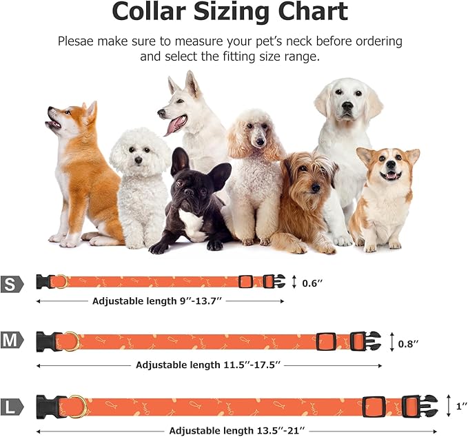 Cotton Handmade Dog Collar Cute and Distinctive Patterns Orange Fish with Pendant for Girl Boy Dogs Collars S