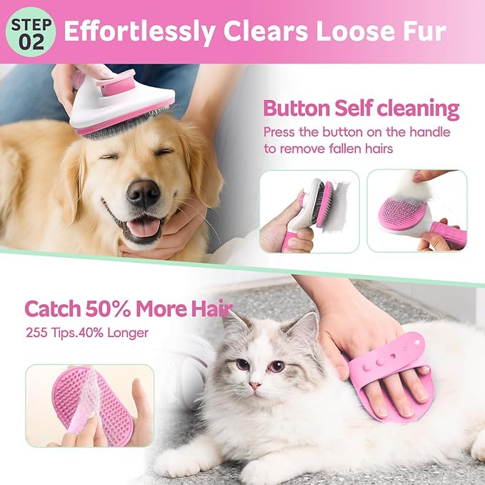 Bath Grooming Kit for Pets, 10pcs Dog Brush for Shedding with Dog Nail Clipper and Trimmer, Dog and Cat Grooming Supplies, Dematting Comb for Dogs, Pet Bath Supplies
