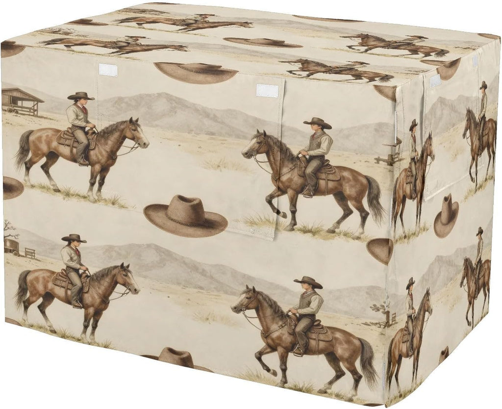 Vintage Western Cowboys Dog Crate Covers Breathable Dog Kennel Cover Windproof Waterproof Privacy Shading Fit for 48IN Wire Dog Cage