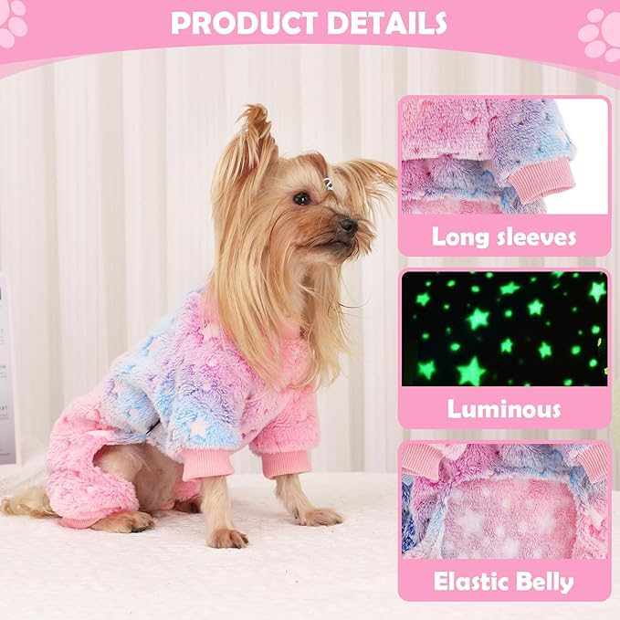 Dog Sweaters Small Girl Warm Fleece Pajamas, Cute Extra Small Dog Clothes, 4 Legs Puppy Jumpsuit Pjs Soft Stretchy Doggie Onesies Pet Outfit Apparel for Chihuahua Yorkie