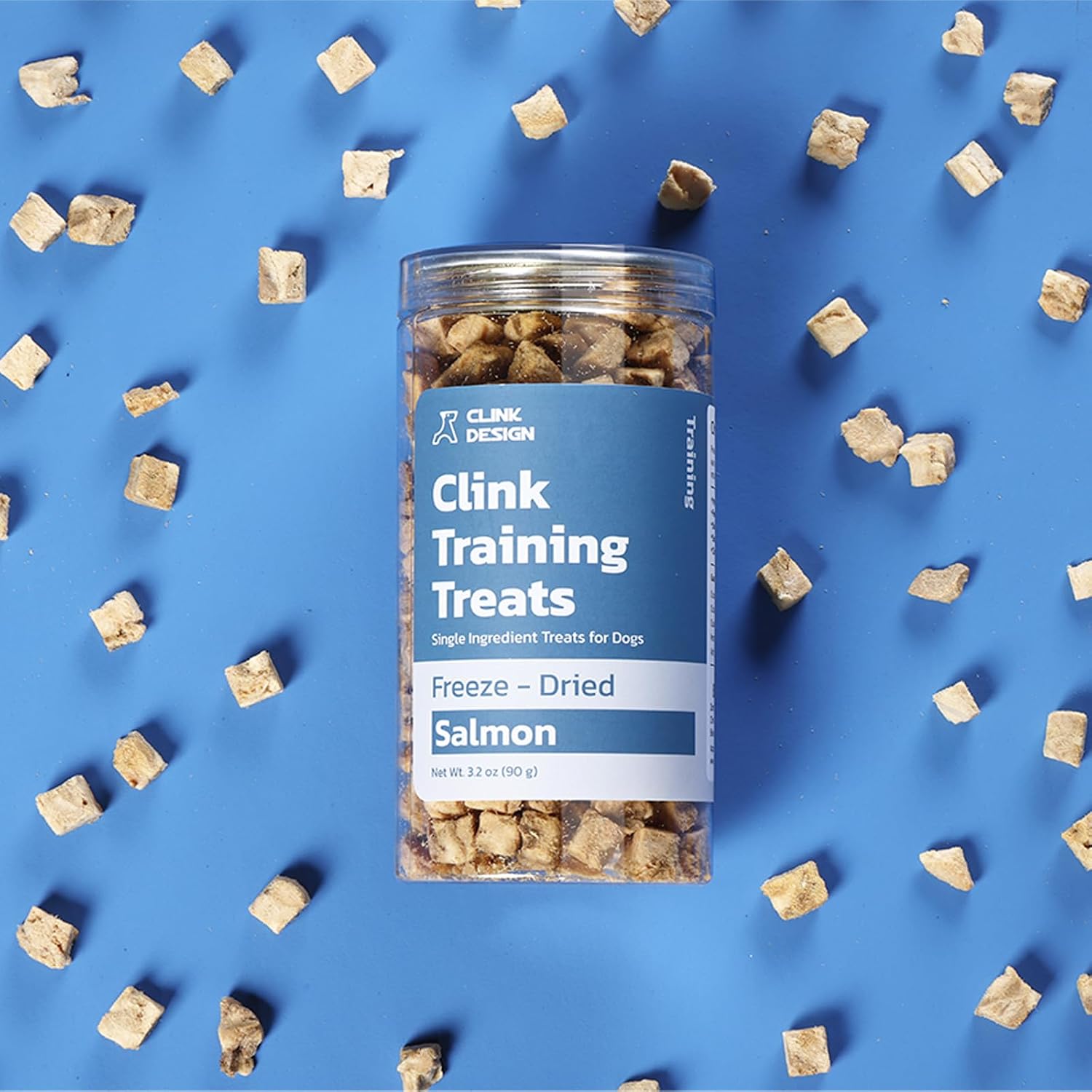 Clink Design Dog Training Treats, Freeze Dried Salmon Treats, 3.2oz | Salmon Treats for Dogs and Cats, Single Ingredient High Protein Reward Snacks