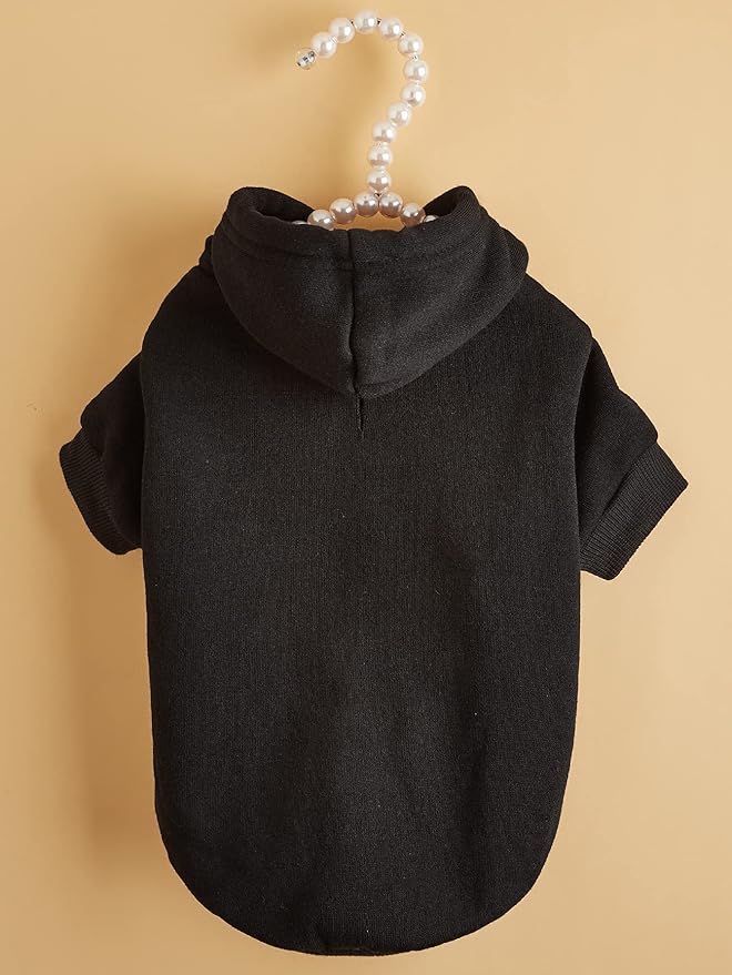 QWINEE Basic Dog Hoodie Sweatshirt Puppy Sweater Warm Cat Costumes Pet Clothes for Chihuahua Puppy Kitten Small Medium Dogs Black X-Small