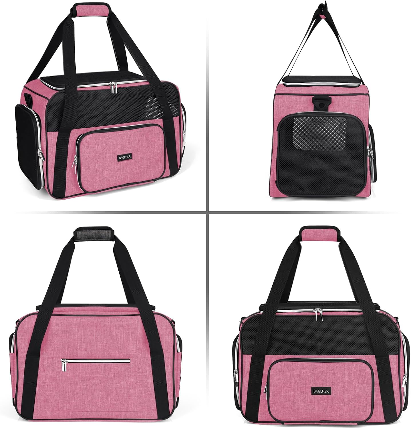 BAGLHER Pet Travel Carrier, Cat Carriers Dog Carrier for Small Medium Cats Dogs Puppies, Airline Approved Small Dog Carrier Soft Sided, Collapsible Puppy Carrier