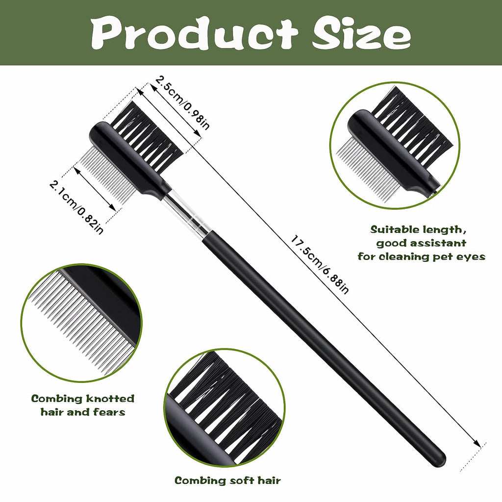 cobee Double-Head Metal Grooming Comb for Dogs, Puppies, and Cats - 2 Pcs Booger, Flea, Crust, Mucus, and Tear Stain Remover