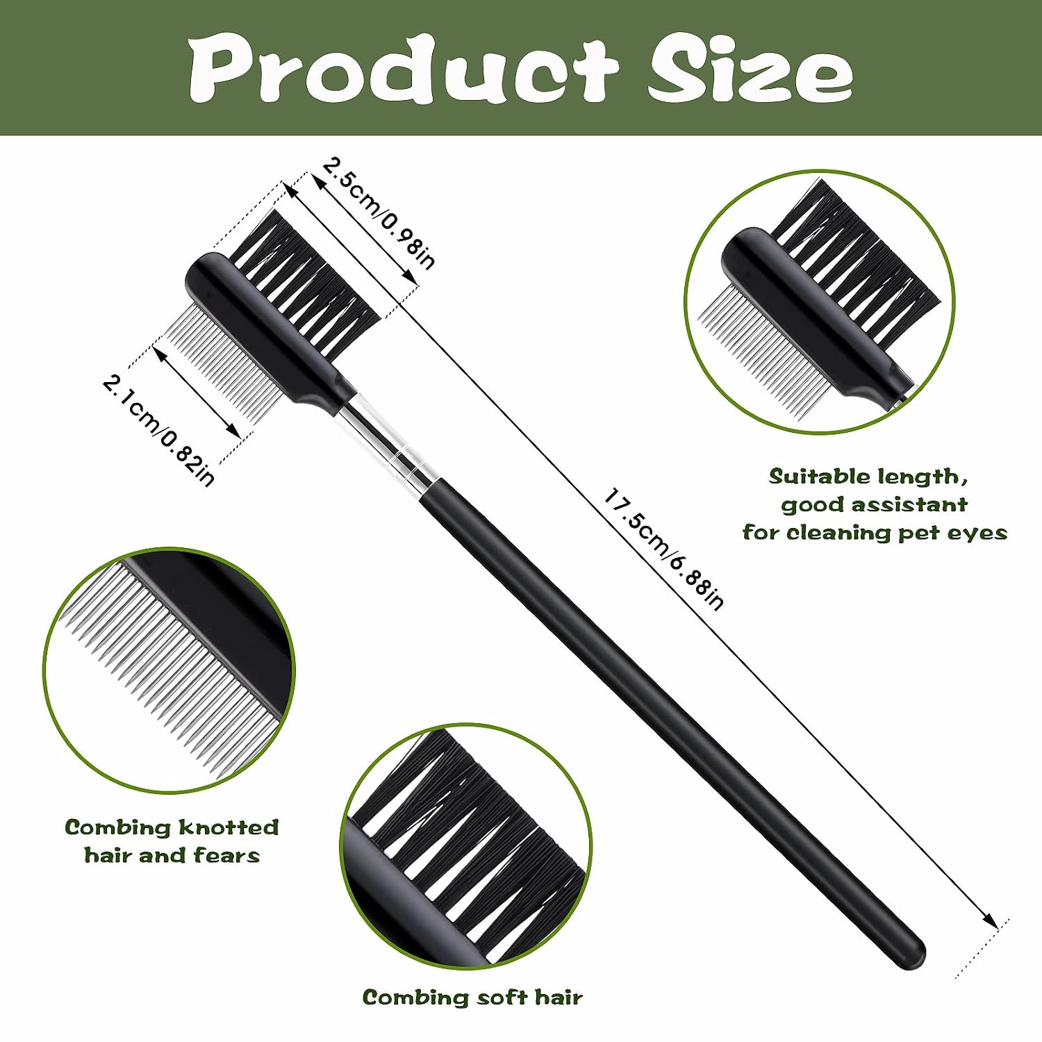 cobee Double-Head Metal Grooming Comb for Dogs, Puppies, and Cats - 2 Pcs Booger, Flea, Crust, Mucus, and Tear Stain Remover