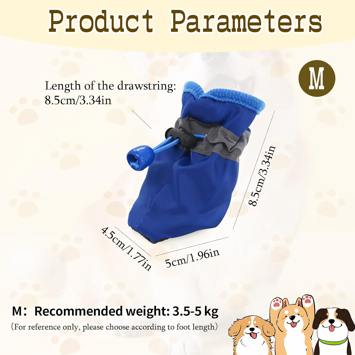 4Pcs Small Dog Shoes, Breathable Non-Slip Pet Booties, Puppy Paw Protectors 4-Pack Foot Covers for Small Breeds(Blue,M)