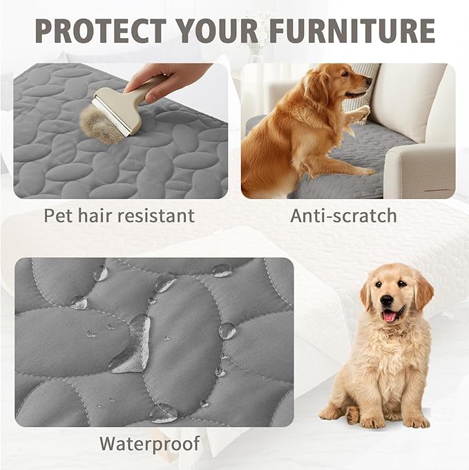 Ameritex Pet Bed Cover Dog Bed Blanket for Sofa and Furniture Waterproof New Pattern Design (68x82 Inch, Light Grey)
