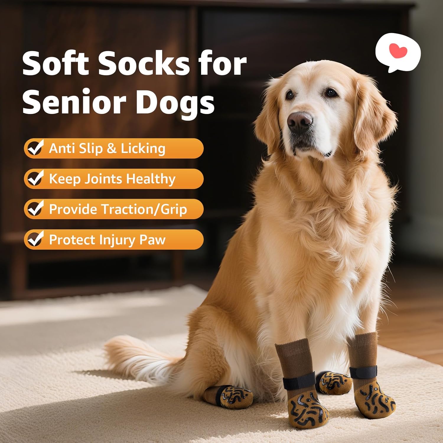 Non Slip Dog Socks for Hardwood Floor Senior Dogs Double Sided Grip | Adjustable Straps, Helps Prevent Paw Licking, Post-Surgery Recovery Support, Breathable Stretch Fabric, Machine Washable