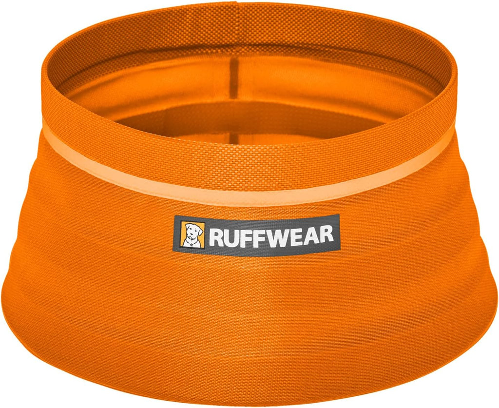 Ruffwear, Bivy Collapsible Dog Bowl, 60 fl oz, Salamander Orange, Medium | Waterproof Welded Single-Wall Fabric, Ultralight Portable Fold-Flat, Non-Slip Bottom, Accessory Loop, Reflective Trim, 1.8 L