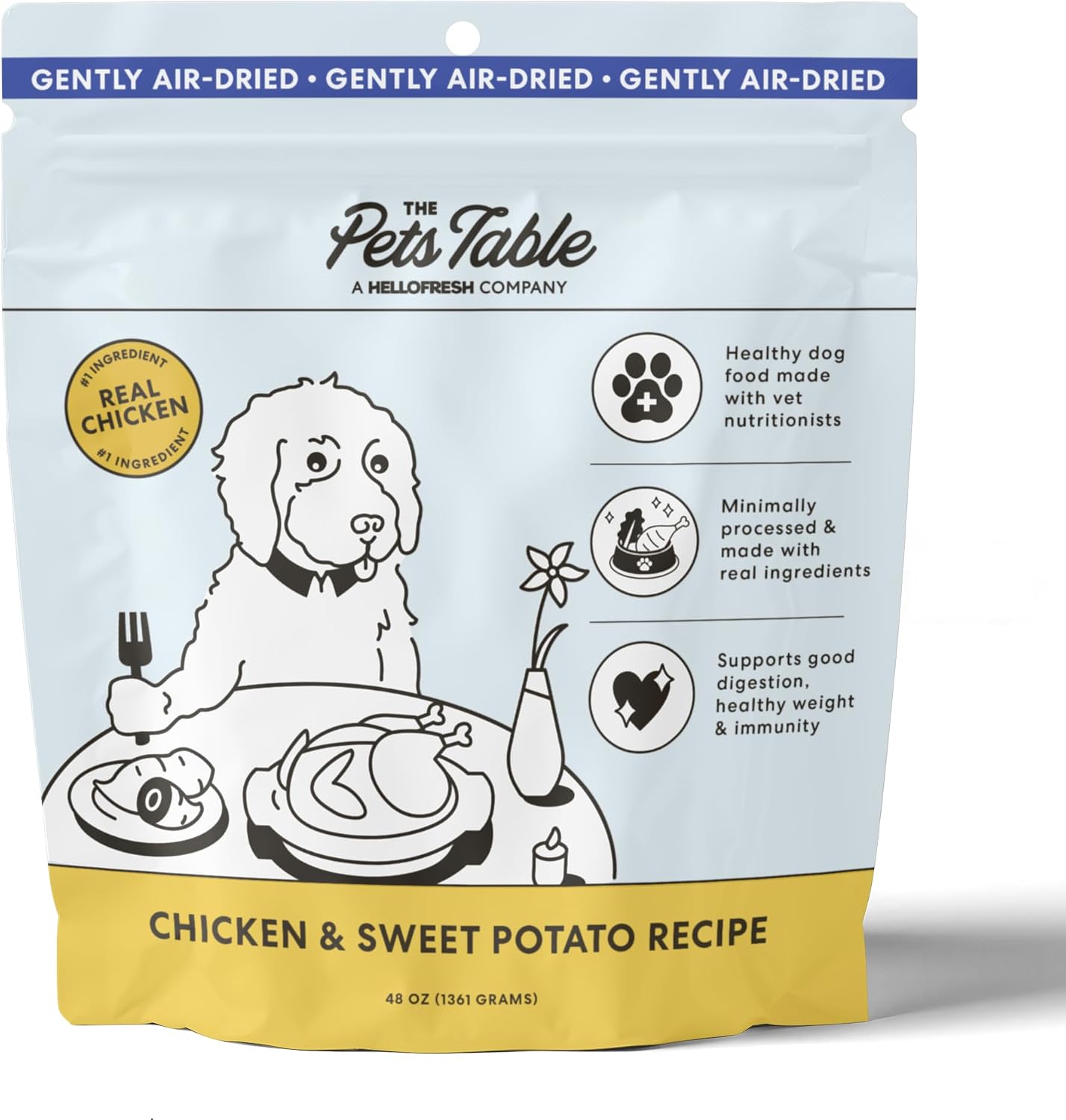 Bundle of Chicken Air-Dried Dog Food, 48oz + Chicken Air-Dried Dog Treats, 5oz + Probiotic Soft Chews Duck Flavored Gut Health Supplement for Dogs, 60 Chews (Pack of 3)