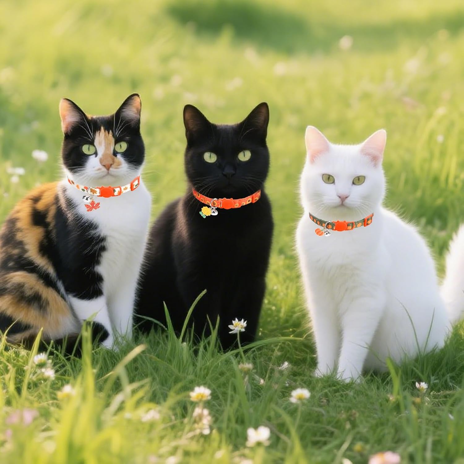 PUPTECK Cat Collar Breakaway with Bells, Adjustable Kitten Collar Outfit | for Girl Boy Small Pet Puppy Bunny, Cute Costume Accessory with Safety Release Buckle (Fall)