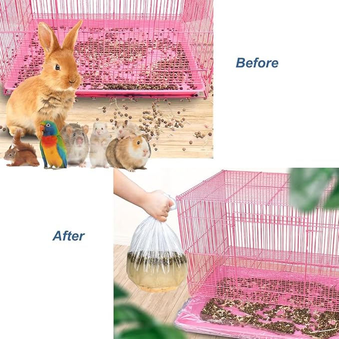 50 Pcs Disposable Rabbit Cage Liner Plastic Toilet Film Leak-Proof for Small Animals Bunny Guinea Pig Bird Cage Liners Litter Box Crate Tray Drawer Quick Cleanup Essentials Indoor (Medium)