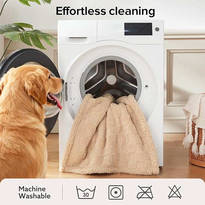 GASUR Waterproof Dog Blankets for Small Dogs, Dog Blanket for Couch Bed, Fleece Pet Blanket for Furniture Sofa Protector, Soft Puppy Throw Blankets for Crate Car Outdoor, Washable, 25"x35", Beige