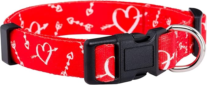 Native Pup Valentine’s Dog Collar- Valentines Day Pet Collars- Valentine Girly Hearts- Pink Red Heart- Cute Boy Girl Puppy Gift- Adjustable for Small, Medium, Large Breeds (Cupid's Arrows, Medium)
