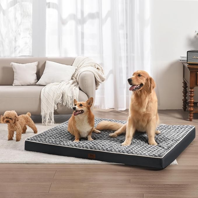WESTERN HOME WH Medium Dog Bed for Medium Size Dogs, Orthopedic Pet Bed Waterproof Mattress with Removable Washable Cover, Thick Egg Crate Foam Dog Bed with Non-Slip Bottom