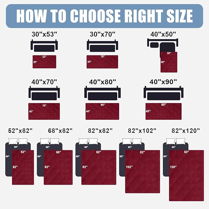 Smiry Waterproof Dog Bed Cover Blanket 40x80, Soft Reversible Pet Blanket, Washable Leakproof Cats Dogs Couch Cover for Sofa, Couch, Furniture, Wine Red/Beige