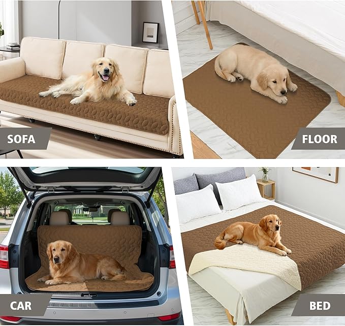 Ameritex Waterproof Pet Bed Cover Anti-Slip Dog Bed Blanket for Sofa and Furniture Waterproof New Pattern Design (Camel, 30x70 Inch (Pack of 1))