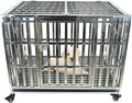 Confote 37 Inch Heavy Duty Dog Crate Metal Cage Kennel, High Anxiety Pet Cage with Lockable Wheels & Double Doors for Small Medium Large Dogs