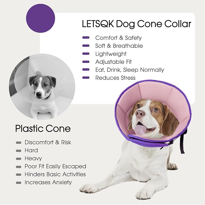 Dog Cone Collar After Surgery for Large Dogs, Adjustable Soft Cone for Dogs to Stop Licking, Professional Elizabethan Collar for Pet, Recovery Cones for Wound Healing & Hot Spots