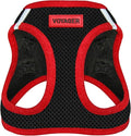 Best Pet Supplies - All Weather Mesh/Plush, Reflective, No Pull Harness for Small, Medium Dogs, Cats - Secure with Hook & Loop Fastener, Buckle, Double D-Rings - Black/Red Trim, S