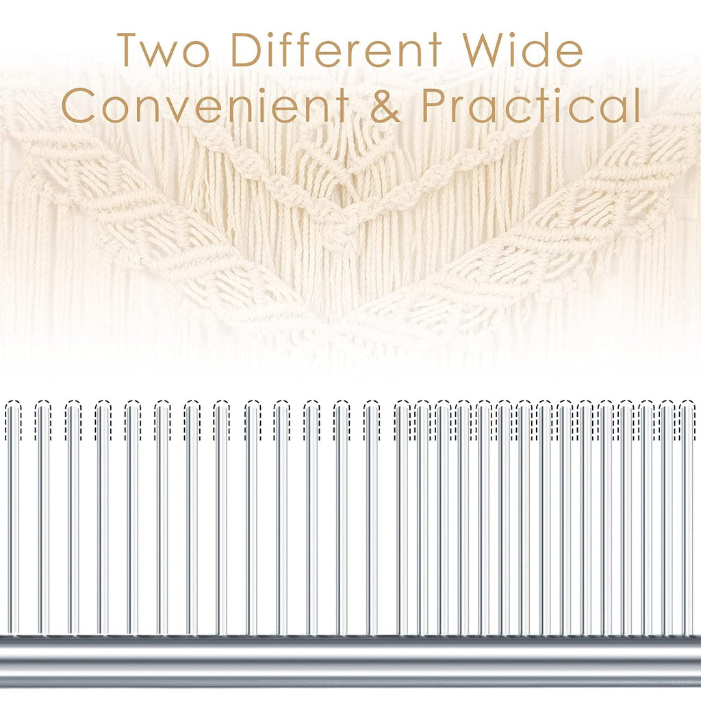 2 Pieces Macrame Comb and Tassel Brush Kit - Stainless Steel Combs for Pet Grooming, Macrame Fringe Cord and Supplies (Silver)