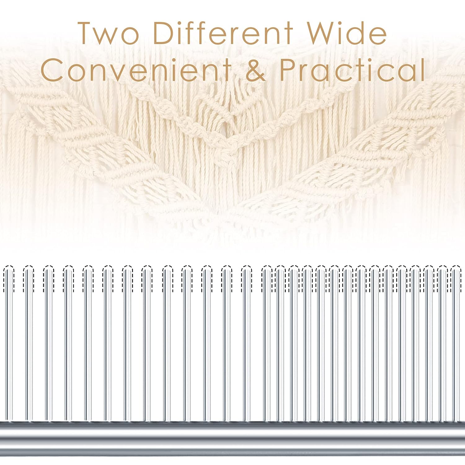 2 Pieces Macrame Comb and Tassel Brush Kit - Stainless Steel Combs for Pet Grooming, Macrame Fringe Cord and Supplies (Silver)