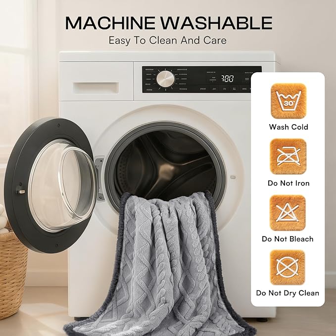 Luciphia Waterproof Pet Blanket, Liquid Pee Proof Dog Blankets for Sofa Bed Couch, Reversible Sherpa Fleece Furniture Protector Cover for Small Medium Large Dogs Cats,Light Grey Large（65" x 57"）