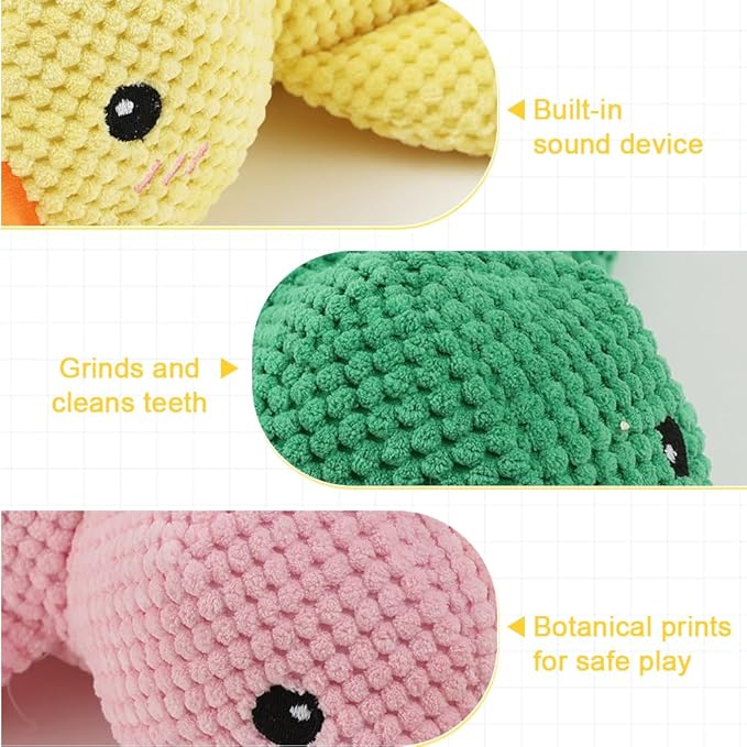 Dog Toys for Aggressive Chewers,2025 Upgraded Dog Chew Toys for Small Large Dogs,Indestructible Puppy Teething Toys,Plush Yellow Stuffed Duck Toy (Yellow, Large)