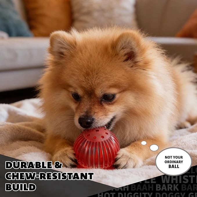 Pet Qwerks Blinky Babble Ball - Flashing Interactive Chew Dog Toy - Medium