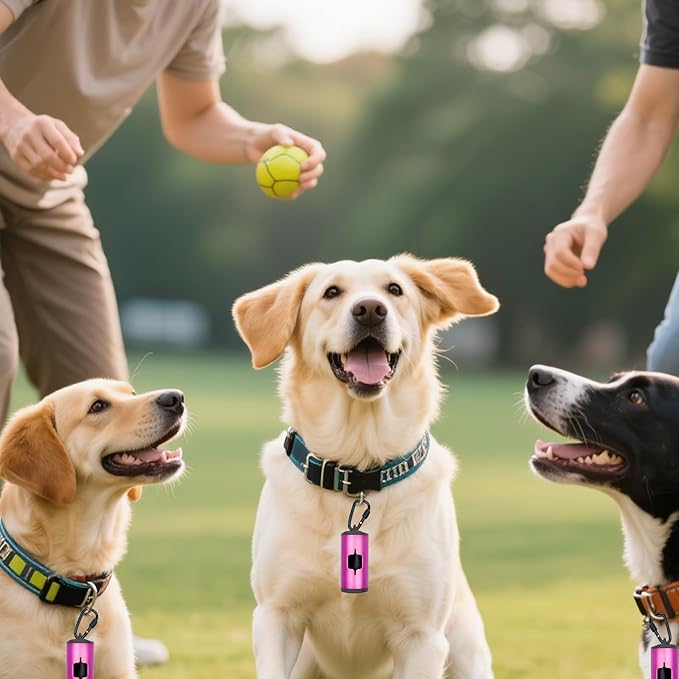 Metal Dog Poop Bag Holder w/Leash Clip|Durable Scratch-Resistant Aluminum|15 Bags+3 Accessories(Pink)