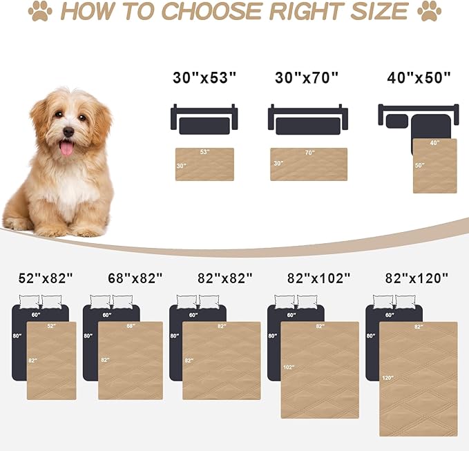 Smiry Waterproof Dog Bed Cover Blanket 82x120, Soft Reversible Pet Blanket, Washable Leakproof Cats Dogs Couch Cover for Sofa, Couch, Furniture, Camel/Beige