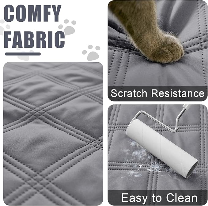 Smiry Waterproof Dog Bed Cover Blanket 82x82, Soft Reversible Pet Blanket, Washable Leakproof Cats Dogs Couch Cover for Sofa, Couch, Furniture, Grey/Light Grey