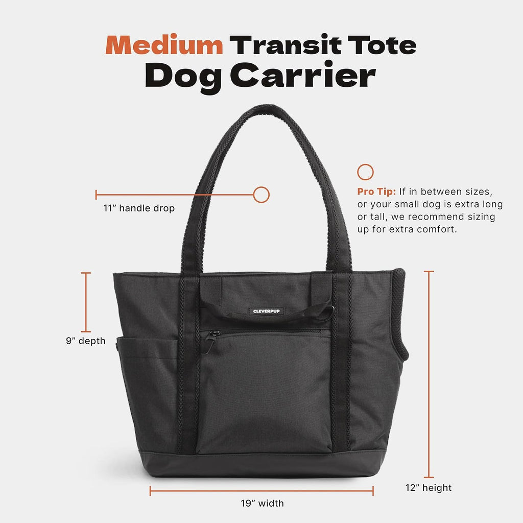 Transit Tote Dog Carrier 4-Piece Set - Premium Lightweight Pet Travel Bag with Plush Teddy Insert, Food Pouch, Air Mesh Opening, Water-Resistant Base & Safety Tether - Medium Checkerboard
