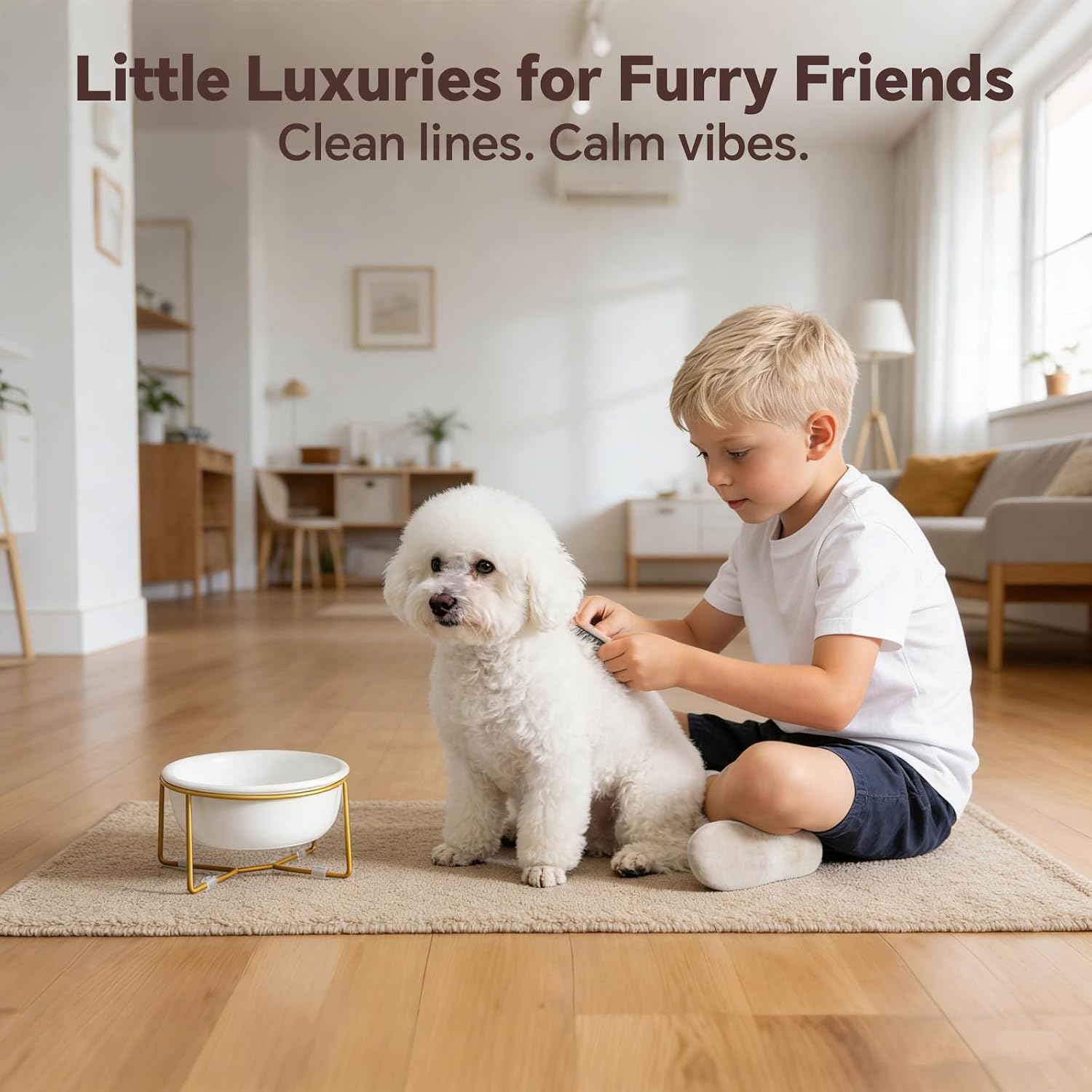 Elevated Ceramic Dog Bowl with Metal Stand - Raised Feeding Dish for Small and Medium Dogs - Ideal for Food or Water - Each Holds 600ml / 3.2 Cups (Approx. 320g) - White