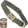 Genuine Leather Dog Collar - Adjustable Pet Collar with Quick Release Metal Buckle, Soft Skin Friendly Real Leather Collar for Small, Medium, Large Dogs (Dark Green, S：Fit 8-16" Neck)
