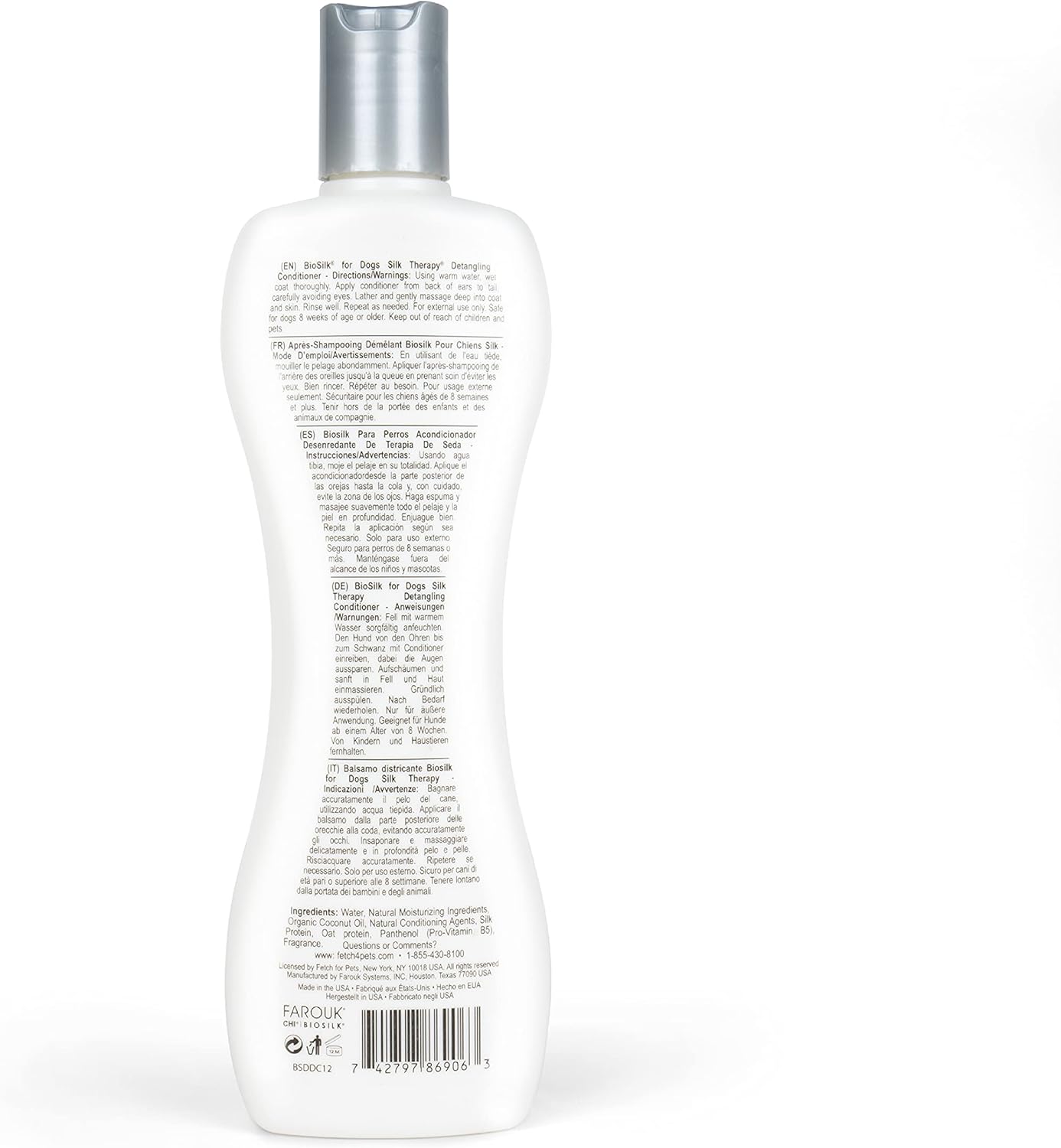 BioSilk for Dogs Silk Therapy Dog Detangling Conditioner, Dog Coat Conditioner to Help Smooth Knots and Tangles and Support Soft Manageable Coats during Routine Grooming, 12 Fl Oz | Smooths knots and tangles for soft, manageable coats, supports routine