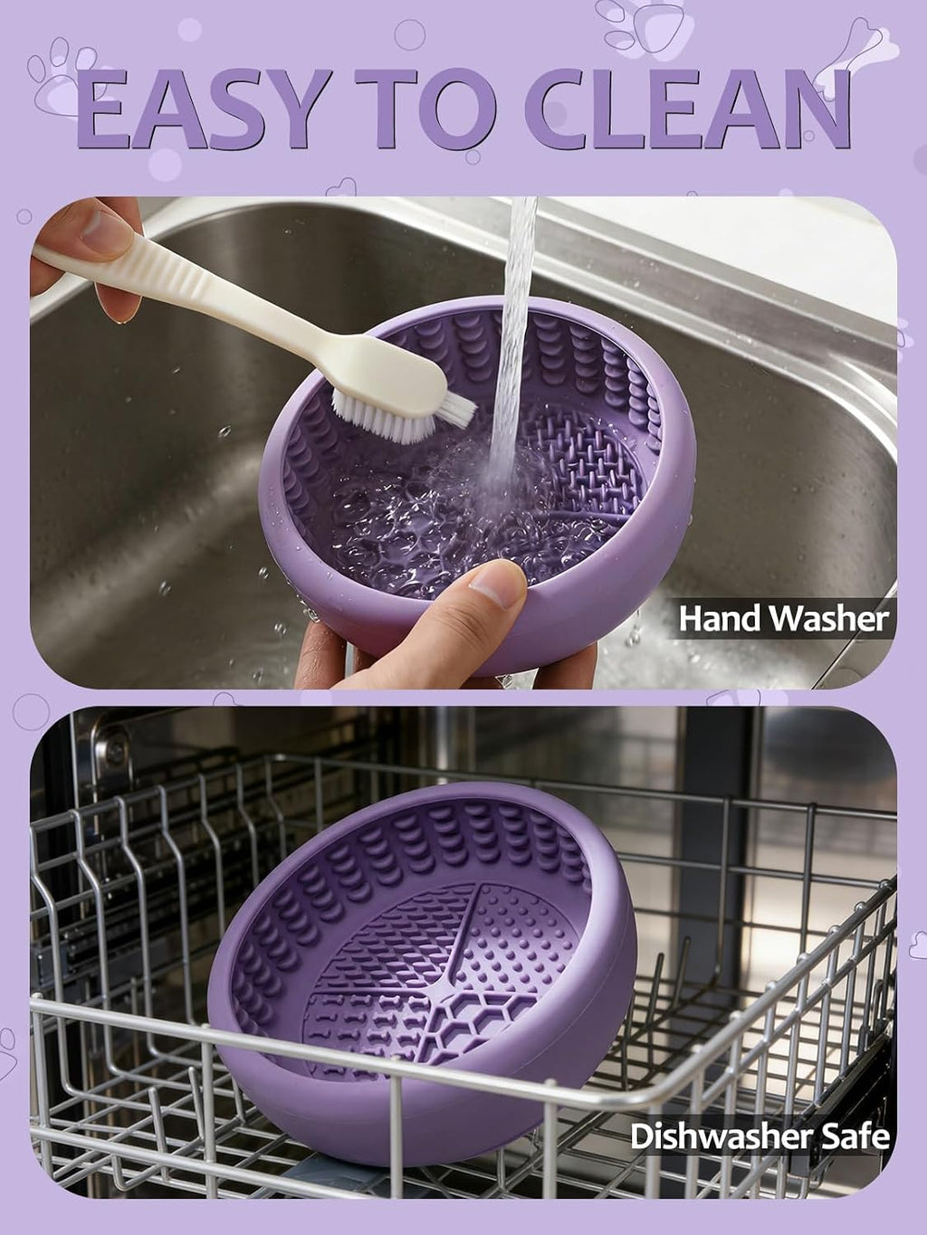 Dog Lick Bowl with Brush and Scraper, Anxiety Relief Lick Mat for Dogs, Non-Slip Freeze Licking Bowl Enrichment Puzzle Feeder for Distraction, BPA Free Silicone, Dishwasher Safe