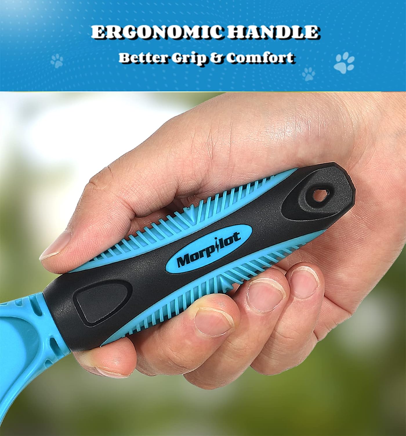 Morpilot Dog Grooming Brush, Dog Dematting Comb Tool, Cat Comb - 23+12 Double Sided Teeth Blade Dog Undercoat Rake Comb for Small Medium & Large Dogs Effectively Reduces Hair Loss by up to 90%