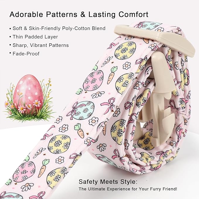 Easter Dog Collar for Puppy Small Dogs - Easter Egg Pastel Dog Collars, Cute Girl Dogs Collar, Lightweight Adjustable Spring Holiaday Dog Collars with Quick Release Buckle XS