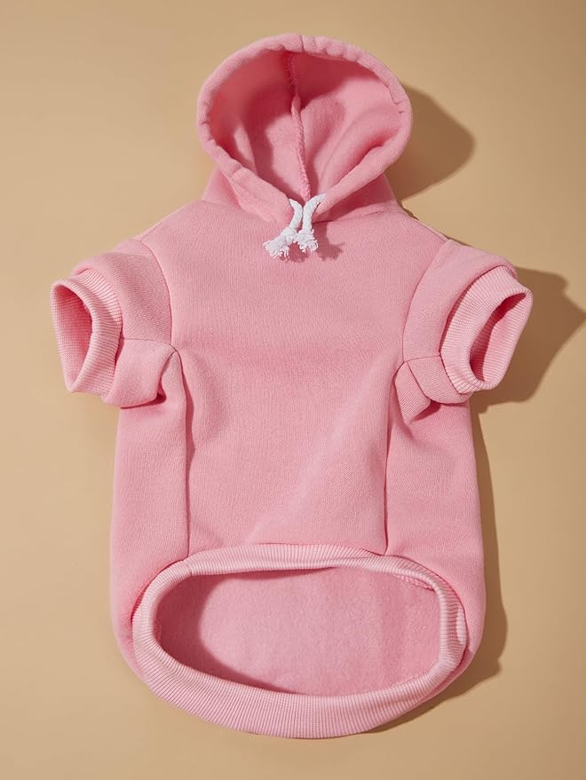 QWINEE Basic Dog Hoodie Sweatshirt Puppy Sweater Warm Cat Costumes Pet Clothes for Chihuahua Puppy Kitten Small Medium Dogs Light Pink Small