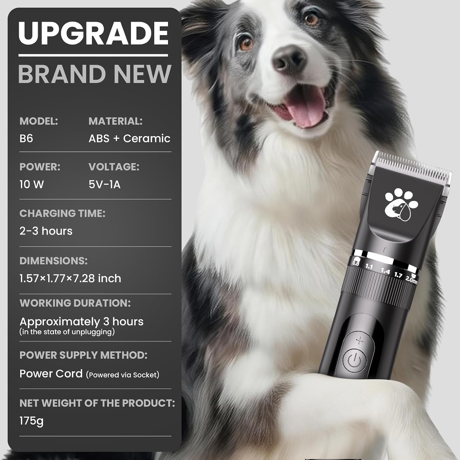 Coldspot Dog Clippers for Grooming, 3-Speed Low Noise Cordless Pet Grooming Kits with Ceramic Blades & LED Display for Dogs Cats Full Coat Hair