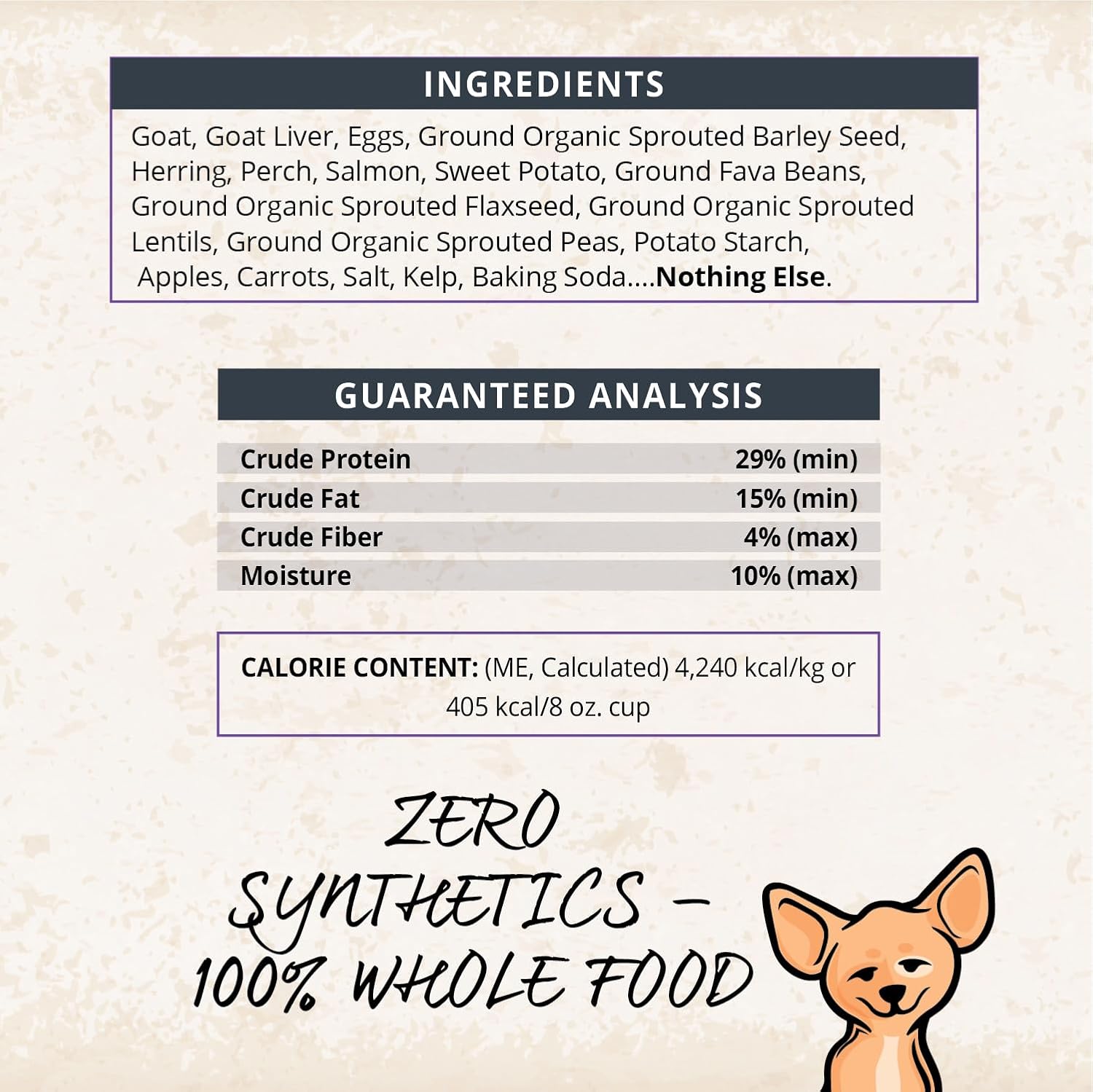 CARNA4 Air Dried Dog Food, Goat Recipe, Grain-Free, 20 Pound | Pastured Goat, Liver & Sprouted Seeds, Quick-Baked & Never Extruded, Easy-Chew, No Synthetic Vitamins or Minerals