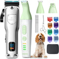 Dog Grooming Kit Dog Clippers for Grooming for Thick Curly Coats | Low Noise Pet Paw Trimmer with Qiuet Nail Grinder Rechargeable Stainless Steel Hair Trimmer for Heavy Coats Dogs Cats
