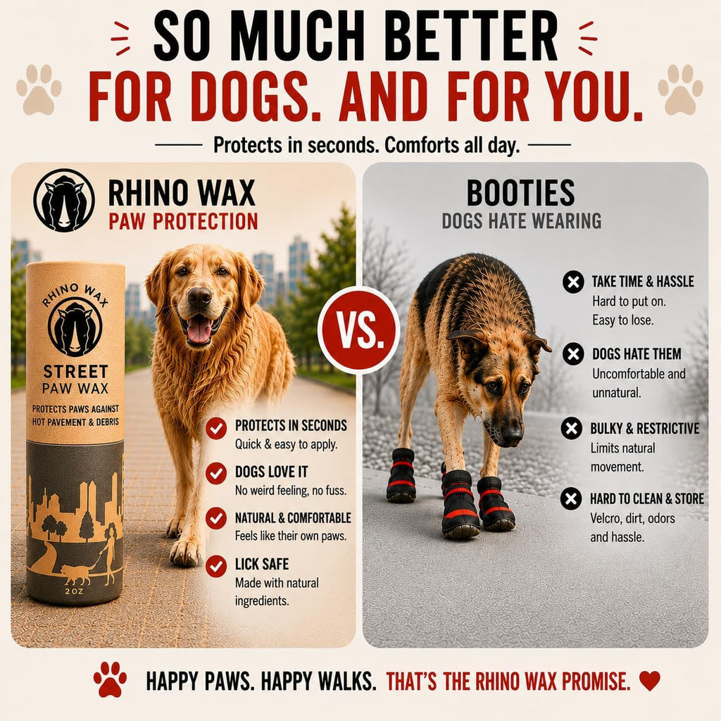 Dog Paw Protector for Hot Pavement, Asphalt, Streets & Sidewalks | Taking your dog on a summer walk? Protect dog paws from hot pavement with Street Wax designed for summertime hot surfaces.
