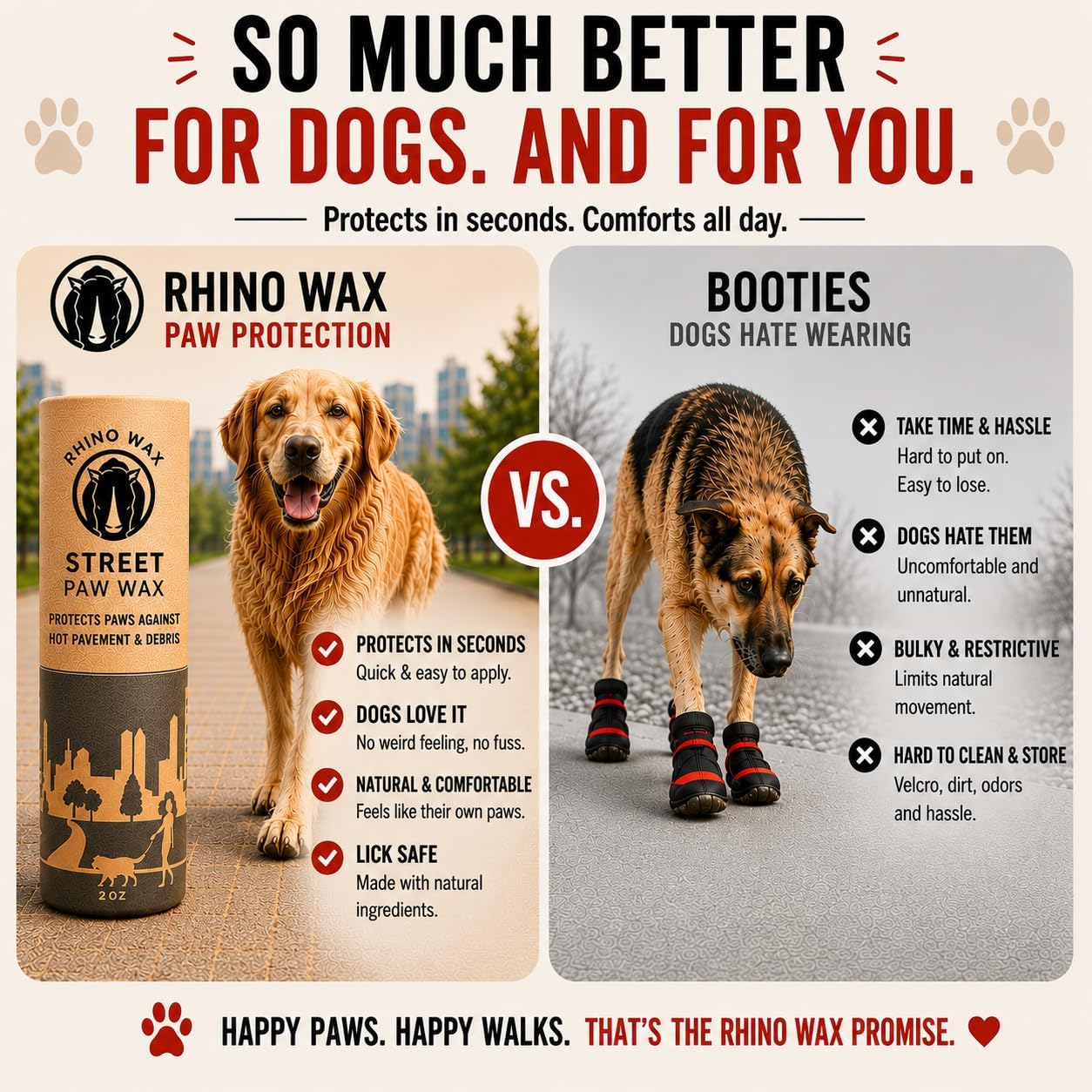 Dog Paw Protector for Hot Pavement, Asphalt, Streets & Sidewalks | Taking your dog on a summer walk? Protect dog paws from hot pavement with Street Wax designed for summertime hot surfaces.