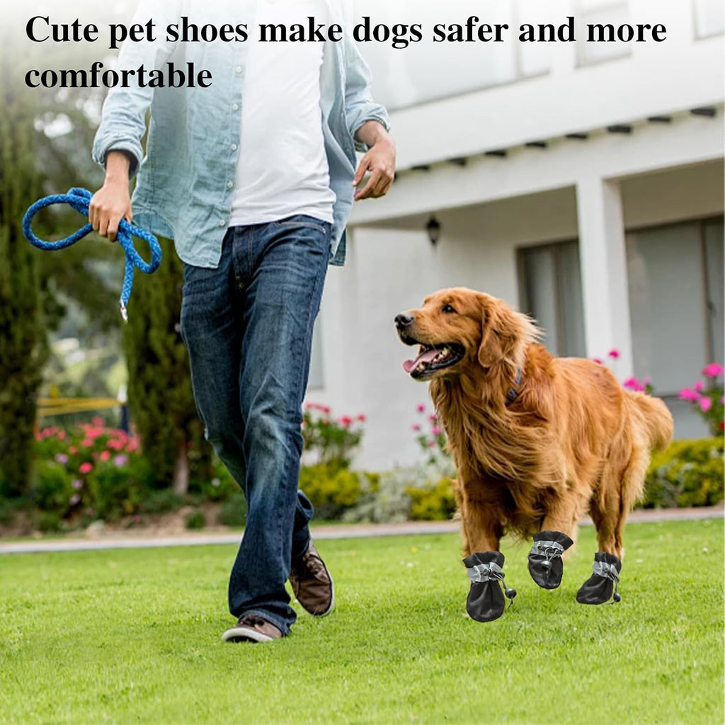 Dog Boots for Small Medium Large Dogs with Reflective Strap, Anti-Slip Dog Shoes for Hot Pavement, Dog Booties and Paw Protectors for Cat Pet Doggie Hiking Hardwood Indoor Outdoor (Black 3)