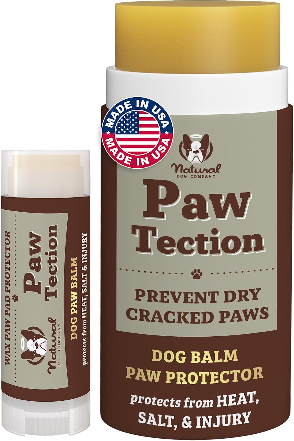 Natural Dog Company Paw Soother Balm & PawTection Stick Bundle for Dogs – Moisturizes, Heals & Protects Dry, Cracked Paws – Lick-Safe Dog Paw Balm Duo – 1 oz Tin + 0.15 oz Stick
